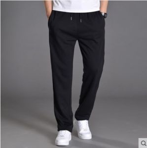 กางเกงกีฬาขายาวทรงตรงเอวยางยืดผ้าฝ้ายมีซิปสำหรับผู้ชาย กางเกงวอร์มวิ่งทรงเข้ารูป กางเกงลำลองฤดูใบไม้ผลิและฤดูใบไม้ร่วง