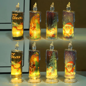 LED Crystal Candle Light Christmas Flameless Candle Lights Electronic Night Lamp Santa Claus Snowman Party Holiday Home Wedding Decoration
