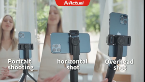 ACTUAL T48Tongsis Tripod Bluetooth 3 in 1 dengan Lampu LED & Remote Control | Mini Selfie Stick Extendable Grip Adjustable untuk HP iPhone Android Cocok Travel & Vlogging