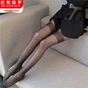 Anti-Run Thin Womens Summer Sensual Lace Tights Black Polka Dots