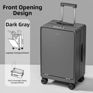 VCC | Front Opening Aluminum Frame Silent Spinner Luggage 24-inch