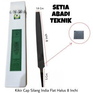 Kikir Flat Halus/ Kikir Plat Halus India Cap Silang Merek JK Ukuran 8 Inchi