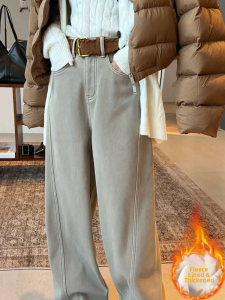 Shalldoer | Warm and Loose Straight Leg Jeans for Women