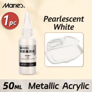 Maries  Pearlescent White Acrylic Paint1pc 50ml/1.69oz Tube for CanvasWoodGlassDIY Art Painting for Students Adults