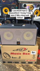 Loa Karaoke Xách Tay AT-220 Plus - Mẫu Mới 2025 Bass Đôi 20Cm Công Suất Mạnh Mẽ Âm Thanh Chân Thực Tặng Kèm 2 Mic