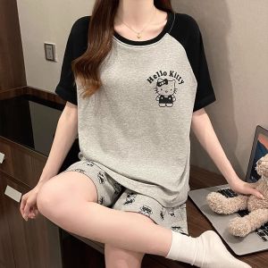DVDK | Women Summer T-shirt Sleeping Wear Set With Padded Top Loose Pants