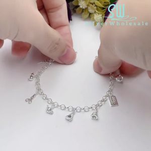 SilverWholesale #BB130 Original Silver 925 "Eight Treasure Symbols八宝" Baby Bracelet Anklet (Gelang Kaki/Tangan untuk Baby)