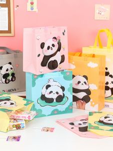 Waterproof Halloween Cartoon Film Laminated Gift Bag Cute Panda Non-Woven Bag Birthday Kindergarten Packaging Rice Box