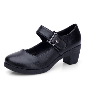 Spring Autumn Square Dance Shoes for Women Comfortable round Toe Medium Heel Cow Tendon Sole Dancing Shoes Suitable for Mothers