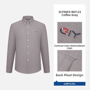 GYgoldlion | Men Pure Color Shirt Long Sleeve Business Casual