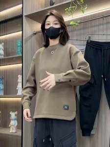 Autumn Winter New Style Mens Fleece Lined Cuffed Long Sleeve round Neck Sweatshirt Casual Loose Fit T-Shirt Base Shirt