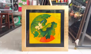 ( Tặng kèm khung sơn mài cao cấp)✨ TRANH SƠN MÀI - HOA SEN & CHIM - SIZE 60X60 CM / DÁT VÀNG CAO CẤP ✨