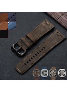 Carty Velvet Cowhide Watchband Genuine Leather Mens 28mm Womens 22mm Seven Friday Watch Accessories Thick Flat Interface
