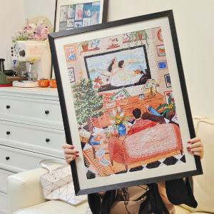 1000 Piece Puzzle Frame Mounted Happiness Moments 70*50cm 300 Piece 500 Picture Frame Display Wall Hanging Simple Modern Rectangle