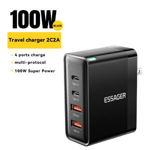 Essager 100W 2C2A Desktop Charger GaN USB C PD Fast Charging Station QC 3.0 PD 3.0 Type C Quick Charge For iPhone Samsung Huawei MacBook Mobile Phone Chargers