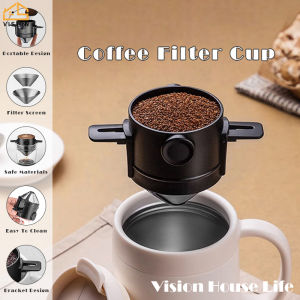 Vision ตัวกรองที่ดริปกาแฟทรงกรวยแบบนำกลับมาใช้ใหม่ได้ เครื่องชงกาแฟยกเท พกพา 1-2 ถ้วย ดริปกาแฟสำหรับเดินทาง/ตั้งแคมป์-ทำความสะอาดง่าย