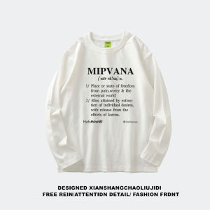 100% Pure Cotton Long Sleeve T-Shirt Womens Loose Shoulder Hip Hop Letter Print Casual Top Korean Style Spring Fashion