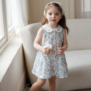 OAK FAMILY | Summer New Sleeveless Peter Pan Collar Girls Dress