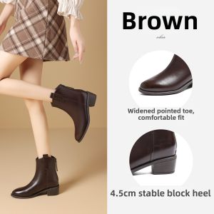 Josiny | Coarse Heel Pointed Toe Ankle Boots Black
