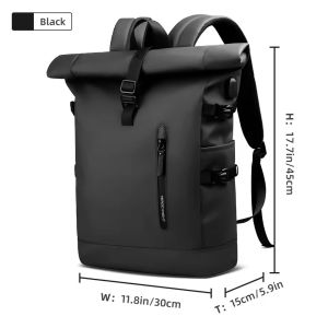 Heroic Knight Expandable Roll-Top Backpack Waterproof USB Port 15.6" Laptop Compartment Backpacks