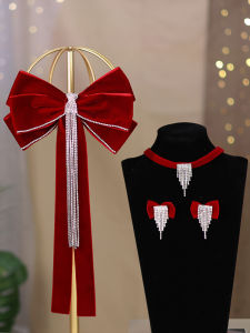 Red Tassel Butterfly Knot Hair Accessories Wedding Engagement New Bride Formal Evening Chinese Style Hairpins Hair Decorations