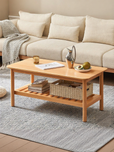 YUANSHI YUANSU | Solid Wood Double-layer Modern Minimalist Small Apartment Table