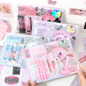 Simno Scrapbook Supplies Kit 101Pcs Craft Set with Aesthetic Paper Vintage Stickers Washi Tapes for Journaling Collage Album