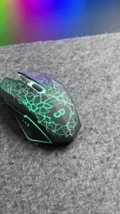 GOOJODOQ Wired/Wireless Dual-Mode Wireless Mouse Colorful Cracked Glowing Mouse 4 DPI Levels Settings 6-Button Layout for Desktops Laptops or Tablets