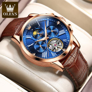 OLEVS 9912 Moon Phase Watch Men Leather Sports Waterproof Date Mechanical Automatic Wristwatch
