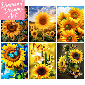 Frameless Diamond Embroidery Sunflower Cross Stitch Kit Full Mosaic Butterfly Home Decorative Rhinestone Pictures