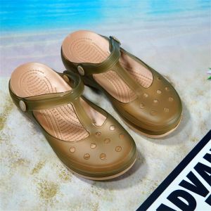 รองเท้าแตะส้นเตี้ยแบบสวมสำหรับผู้หญิง ทรง Mary Janes ทรงพื้นนิ่ม สไตล์ฤดูร้อน สีขาว รองเท้าพยาบาล รองเท้าแตะแบบสวมสำหรับกลางแจ้ง