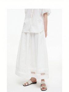 Cutout Lace Spliced Midi Skirt