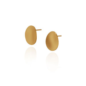 SOLIS Matte Oval Shaped Stud Earrings Gold • 316L Stainless Titanium Steel Waterproof Non Tarnish Hypoallergenic Earring For Women ER366