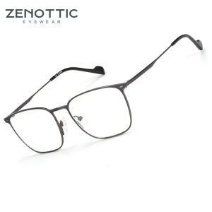 ZENOTTIC Fashion Square Titanium Glasses Frame Modern Male Optical Eyewear Lightweight Alloy Non-Prescription Eyeglasses