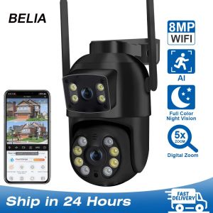 BELIA 4K 8MP WiFi Surveillance Camera Dual Lens 4X Digital Zoom AI Human Detect ONVIF Outdoor Security PTZ IP Cameras