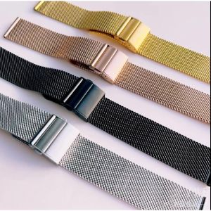 Zhangeer 16mm 18mm 20mm 22mm Width Quick Release Mesh Milanese Loop Watch Band Stainless Steel Metal Folding Buckle Strap Waterproof Strap Flat Interface Universal Wrist Bracelet