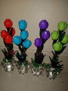 bunga hias akrilik tulip sedang
