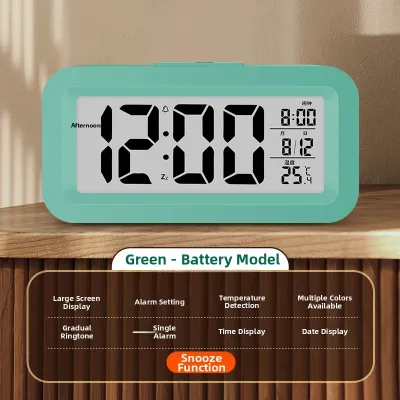Battery Operated Digital Clock Simple LCD Wall Mountable Table Top Silent Multi Function Temperature And Humidity Display Clock