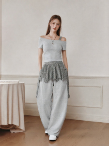 Semir | Retro Autumn Set for Women Off-shoulder Short Top Flared Trousers