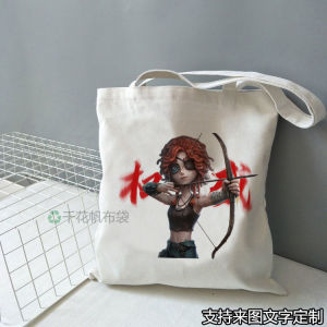 Authentic Canvas Bag with Zipper Large Capacity Tutoring Student Book Carrier Fifth Personality Authority Cartoon Print Tote Bag