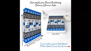 Sarung Kasur Resleting Salur Biru Minimalis Seprai Kasur Inoac