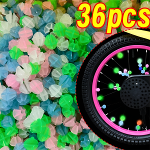 Mountain Bike Spoke Beads Glow in The Dark Wheel Reflector Decorations for Bicycle Kids Ride Safety Easy Installation 36 PCS