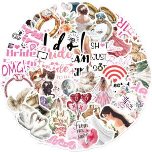 50PCS Wedding Season Sticker Wedding Stickers Bride Just Married DIY Stickers Scrapbooking Phone Luggage Skateboard Decals