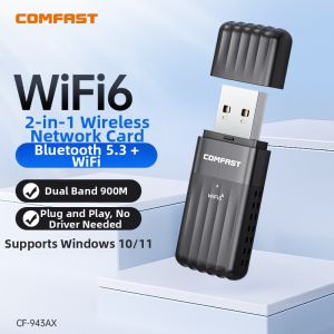 Comfast | Driver-Free WiFi6 Dual-Band AX900 Wireless Network Adapter with Bluetooth 5.3 for Desktop and Laptop