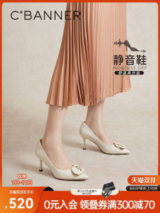 รองเท้าส้นสูงหนังแกะแบบสวมหัวแหลมสำหรับผู้หญิง รองเท้าแฟชั่นฤดูใบไม้ผลิและฤดูใบไม้ร่วงแบบสวมหัวแหลมแบบสวมหัวแหลม