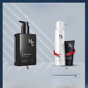 H＆E | Mens Facial Cleansing Milk Set Moisturizing Deep Cleaning Skin Purifying Facial Care Ice Mud Oil Control Cleansing Products
