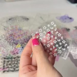 30pcs Black Flowers Nail Art Stickers 3D Self Adhesive Daisy Floral Nail Tips Design Decals Manicure Supplies For Women & Girls*