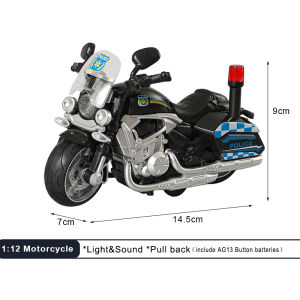 1:12 Police Motorcycle Alloy+Plastic with Sound Light Model Diecast Play Vehicles Policemen Moto Decoration Toys For Children