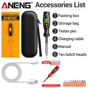 ANENG | ANENG B21 Rechargeable Voltage Detector Pen with LED Flashlight Auto Shutdown and Replaceable Tip for Electrical Maintenance