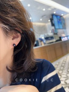 Black Planet Ear Cuff Stud Earrings: Small Size Cookie Jewelry & Versatile Daily Wear